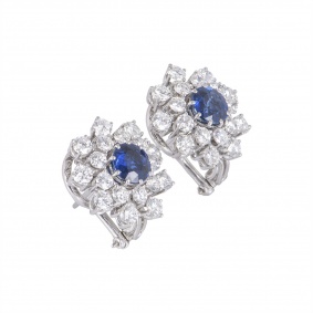 White Gold Sapphire And Diamond Earrings